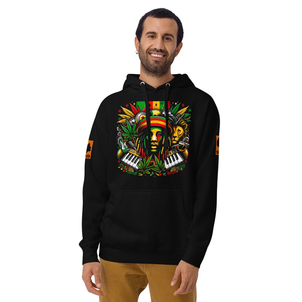 Rasta Reggae Revival: Unisex Hoodie - SEVAD MUSIC HOUSE - Hoodie - SEVAD MUSIC HOUSE - 5627538_10779 - Black - S - Rasta Reggae Revival: Unisex Hoodie