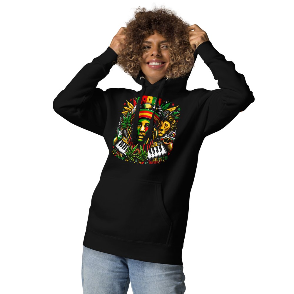 Rasta Reggae Revival: Unisex Hoodie - SEVAD MUSIC HOUSE - Hoodie - SEVAD MUSIC HOUSE - 5627538_10779 - Black - S - Rasta Reggae Revival: Unisex Hoodie