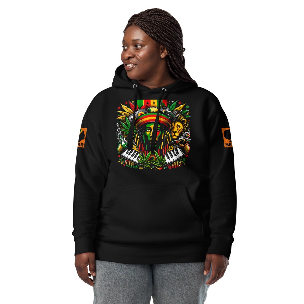 Rasta Reggae Revival: Unisex Hoodie - SEVAD MUSIC HOUSE - Hoodie - SEVAD MUSIC HOUSE - 5627538_10779 - Black - S - Rasta Reggae Revival: Unisex Hoodie