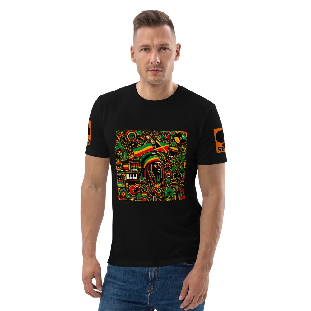 Rasta Vibes: Unisex organic cotton t-shirt - SEVAD MUSIC HOUSE - T-Shirt - SEVAD MUSIC HOUSE - 8655385_11869 - Black - S - Rasta Vibes: Unisex organic cotton t-shirt